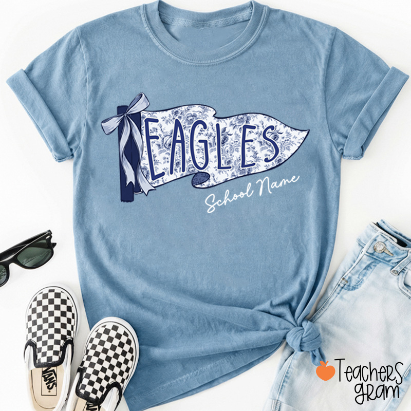 Personalized School Mascot Toile De Jouy Teacher T-Shirt