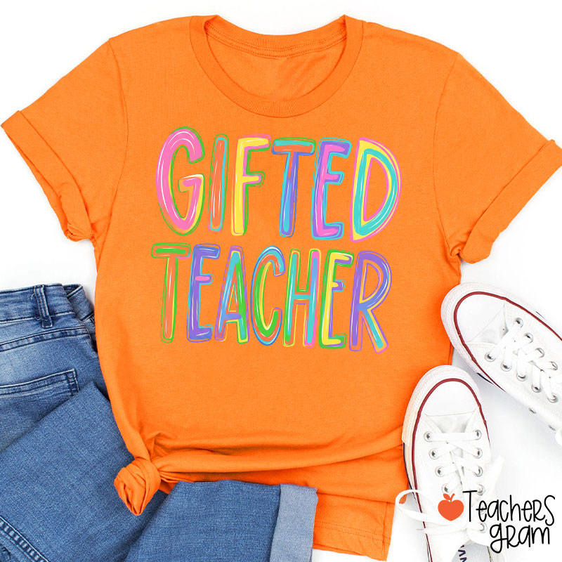 Personalized Name Colorful Neon Teacher T-Shirt