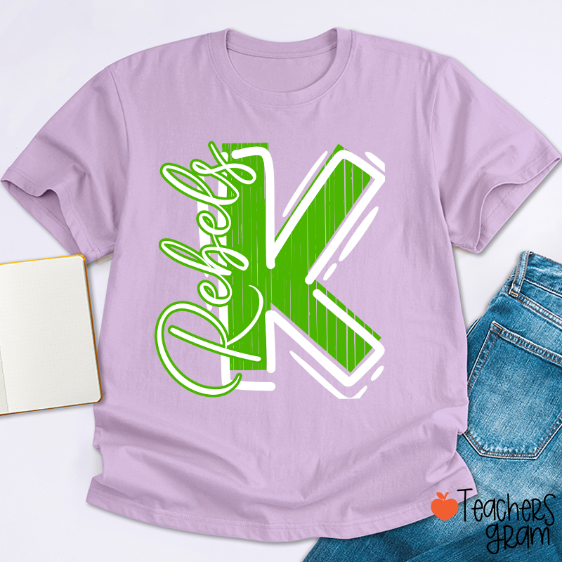 Personalized School Spirit Mascot Initial Teacher T-Shirt