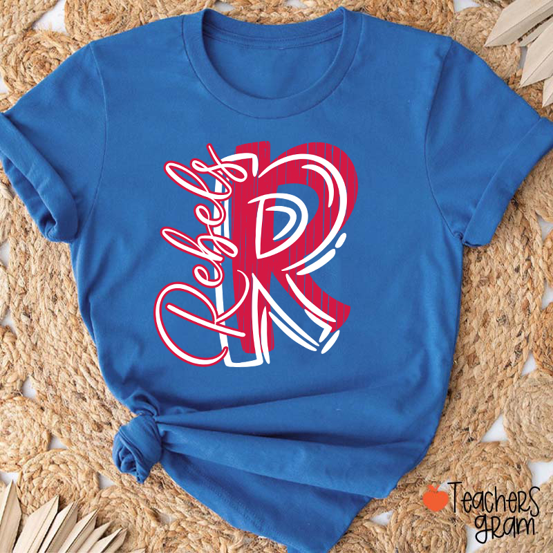 Personalized School Spirit Mascot Initial Teacher T-Shirt