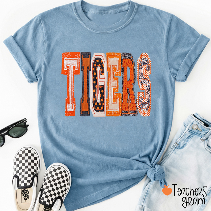 Personalized Mascot Mixed Print Letter Teacher T-Shirt