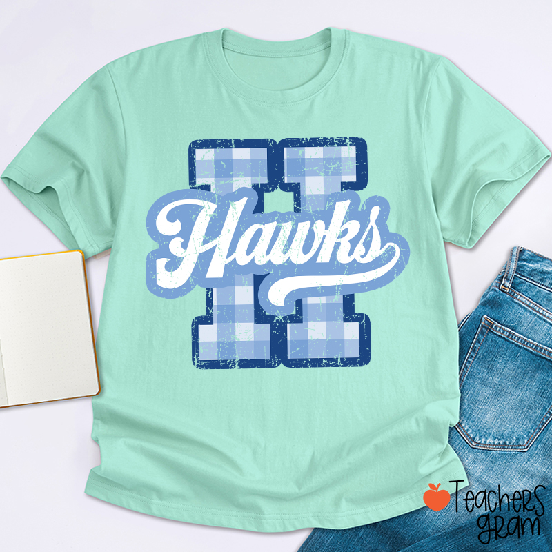 Personalized Mascot Sport Gingham Varsity Teacher T-Shirt