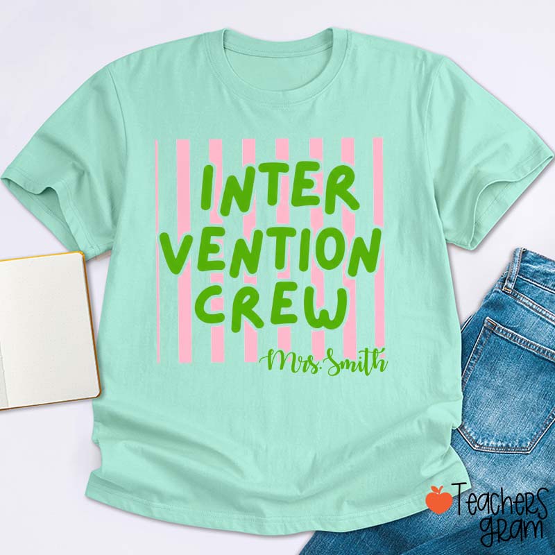 Personalized Text Vertical Stripe Teacher T-Shirt