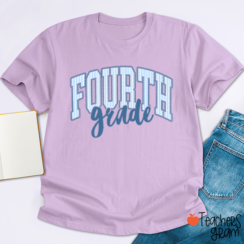 Personalized Grade Striped Varsity Teacher T-Shirt