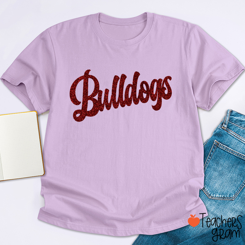 Personalized Glitter Script Teacher T‑Shirt