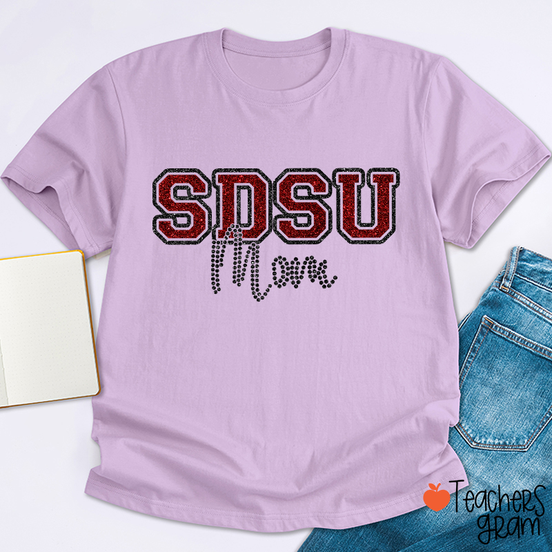 Personalized School Abbreviation And Name Faux Glitter Teacher T-Shirt