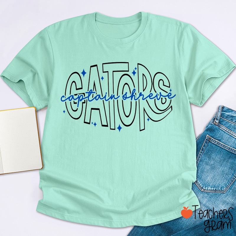 Personalized Mascot And School Name Star Line Teacher T-Shirt
