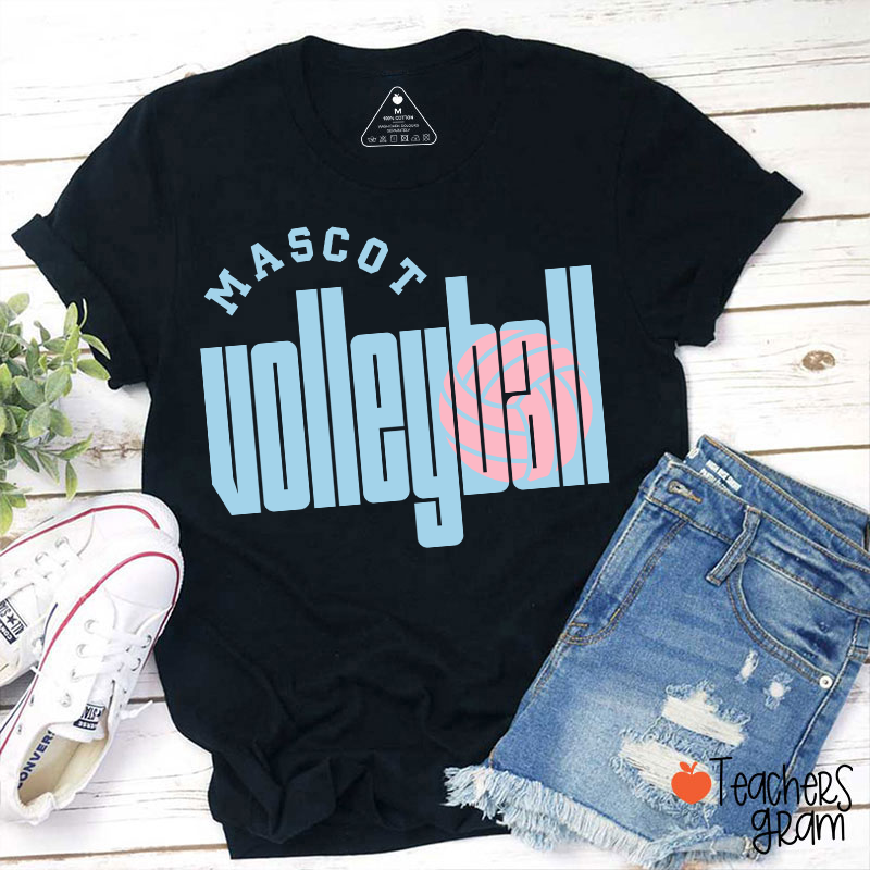 Personalized Mascot Volleyball Retro Game Day Teacher T-Shirt-Teachersgram