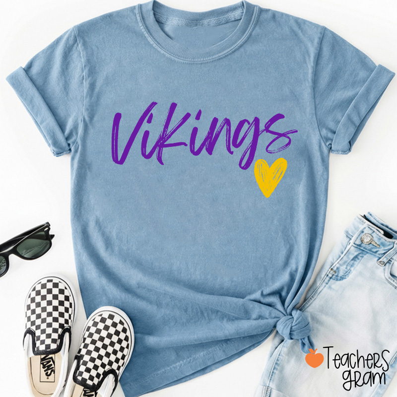 Personalized Mascot Sport Handwritten Heart Teacher T‑Shirt