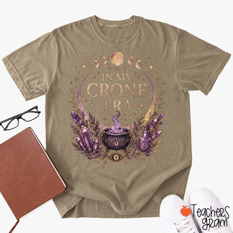 In My Crone Era Witch Moon Phase Teacher T‑Shirt