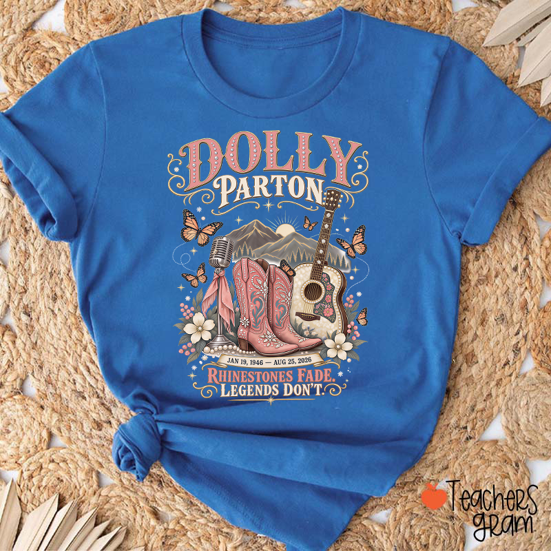 Dolly Parton Western Cowboy Boots Floral Teacher T‑Shirt