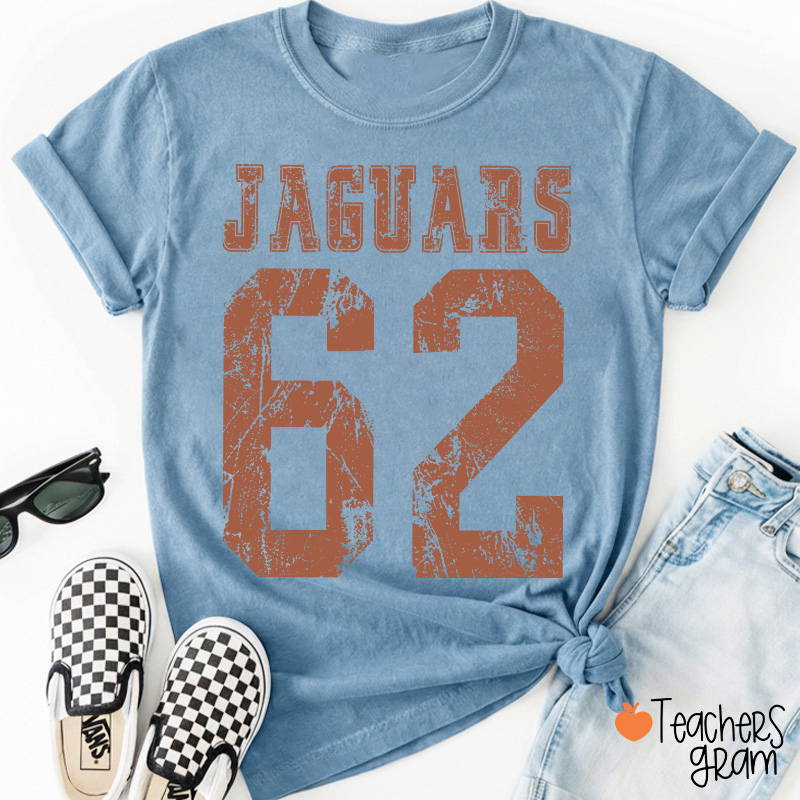 Personalized Mascot Number Vintage Distressed Sport Teacher T‑Shirt
