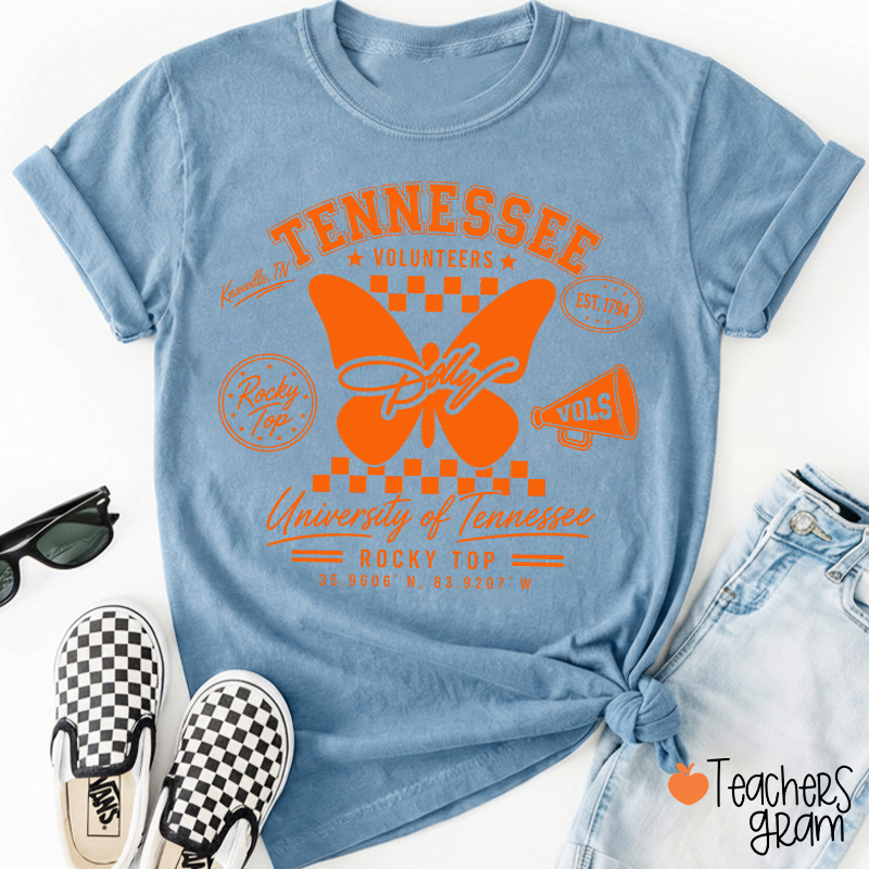 Tennessee Volunteers Rocky Top Dolly Butterfly Teacher T-Shirt