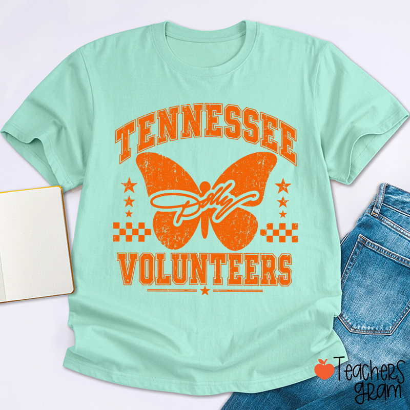 Tennessee Volunteers Dolly Distressed Butterfly Teacher T-Shirt