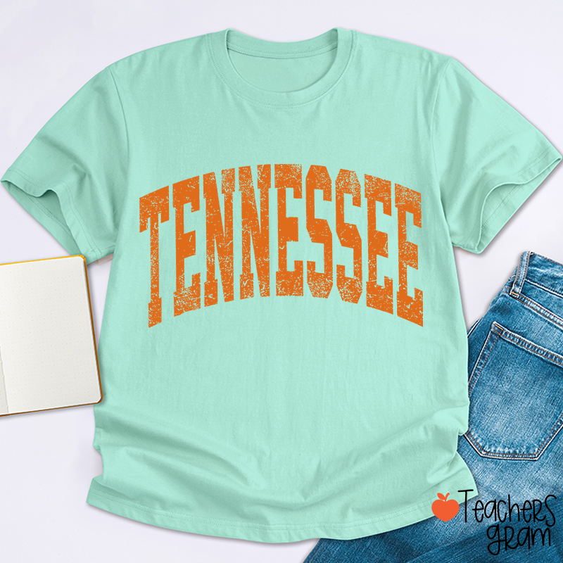 Vintage Distressed Tennessee Bold Arch Letter Teacher T-Shirt