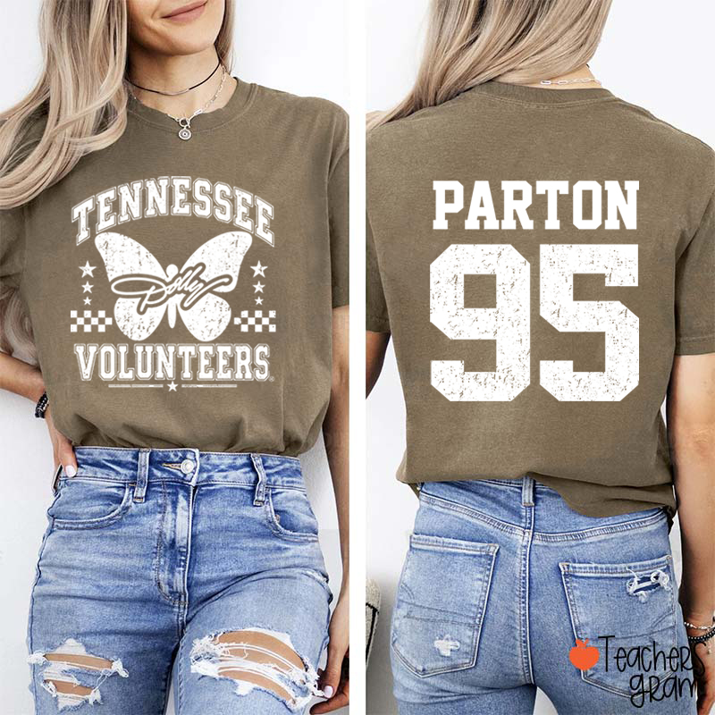  Volunteers Butterfly Vintage Graphic Teacher Two Sided T-Shirt