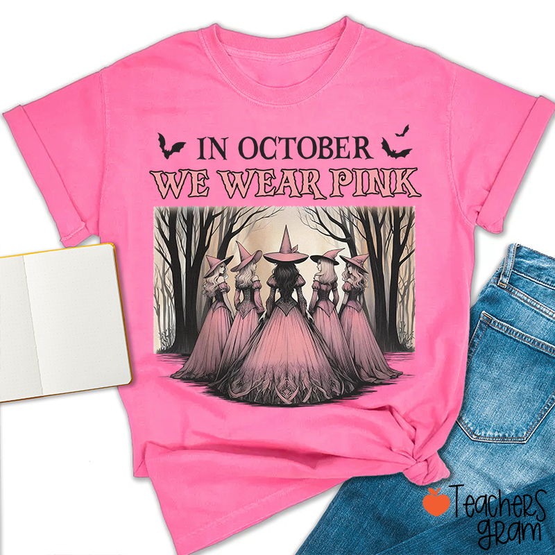 October Pink Witches Teacher T-Shirt