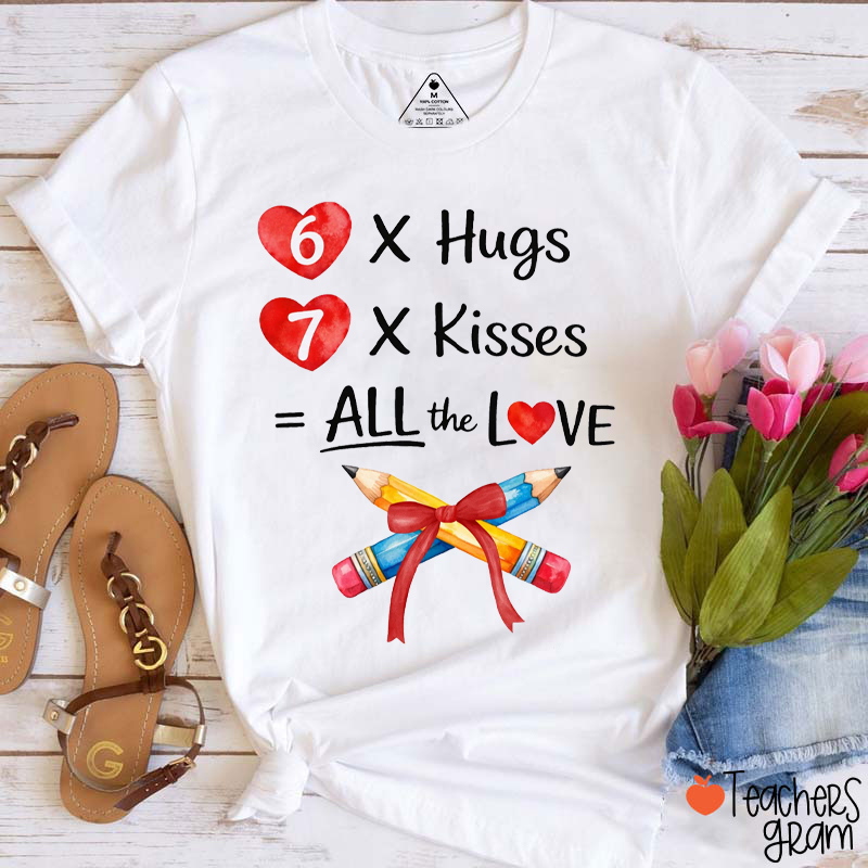 Hugs Kisses Student Love Math Valentine Teacher T-Shirt