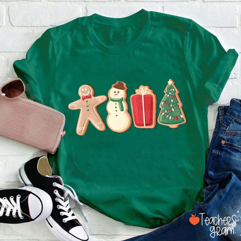 Cute Gingerbread Cookies Christmas Teacher T-Shirt