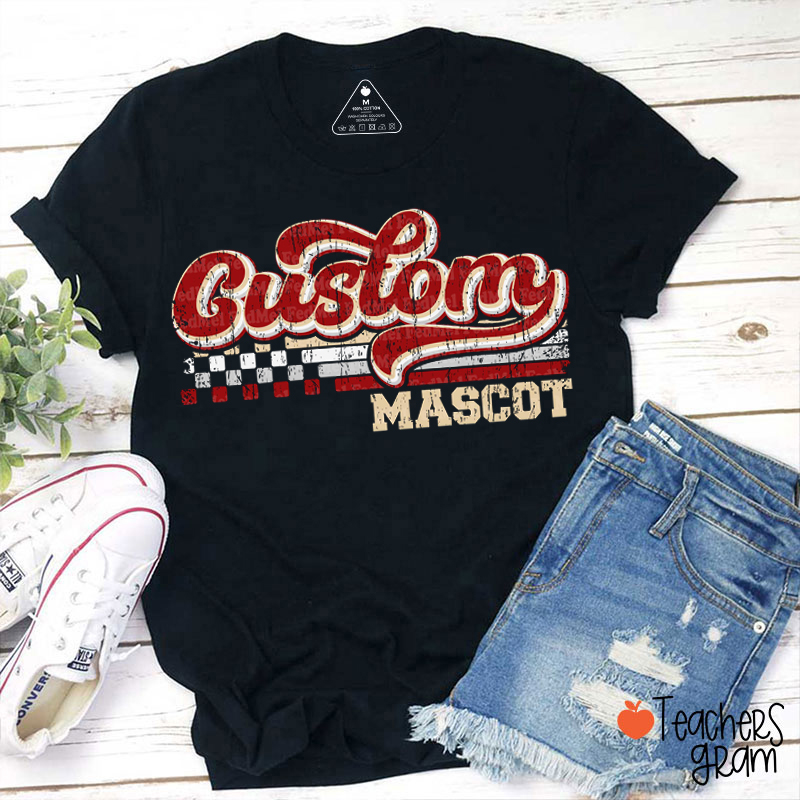 Personalized Mascot Gradient Lines Teacher T-Shirt