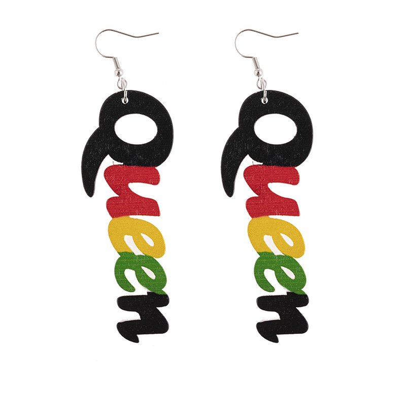 African Print Teacher Wooden Earrings