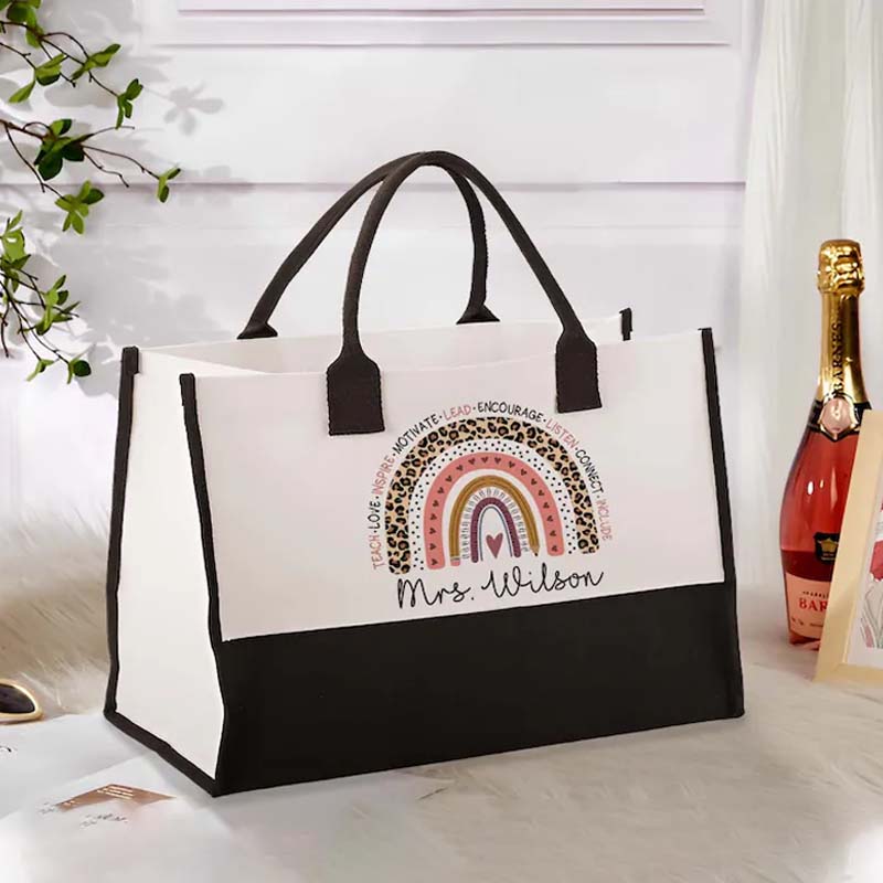 Personalized Name Teach Inspire Lead Teacher Cotton Tote Bag