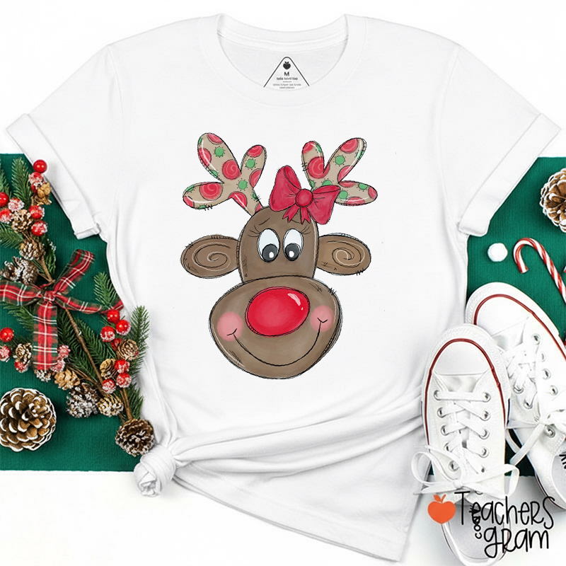 Cute Reindeer Christmas Teacher T-Shirt