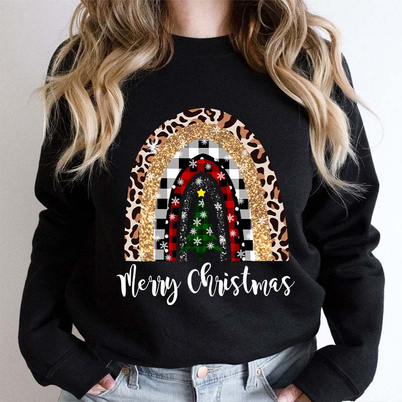 Merry Christmas A Christmas Tree In The Snow Teacher Sweatshirt