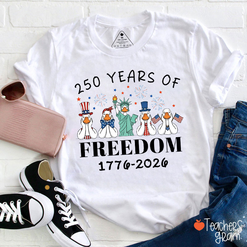 250 Years Of Freedom Silly Goose Teacher T-Shirt
