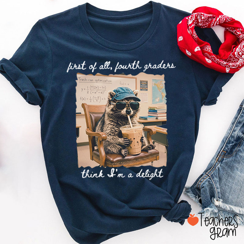 Personalized Grade Funny Coffee Raccoon Meme Teacher T-Shirt