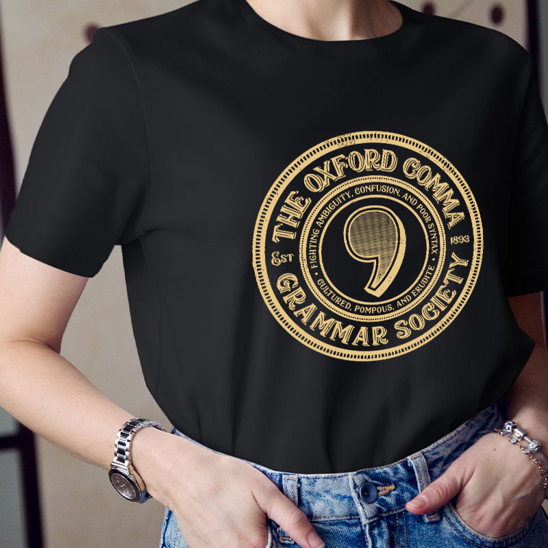 The Oxford Comma Grammar Society Teacher T-Shirt