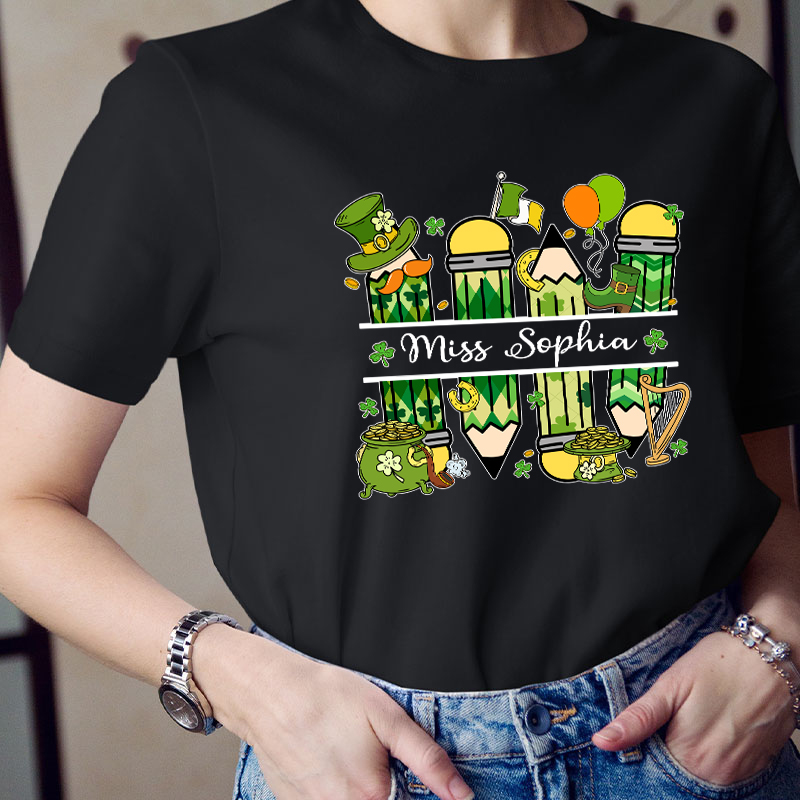 Personalized St Patricks Name Teacher T-Shirt