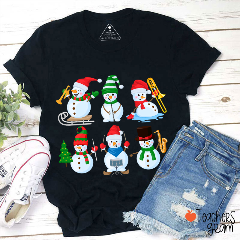 Snowman Band Christmas Teacher T-Shirt