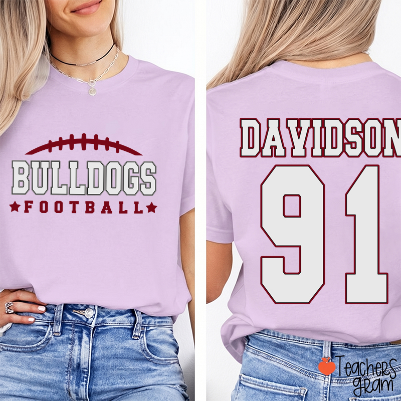 Personalized Name And Sport Number Teacher Two Sided T-Shirt