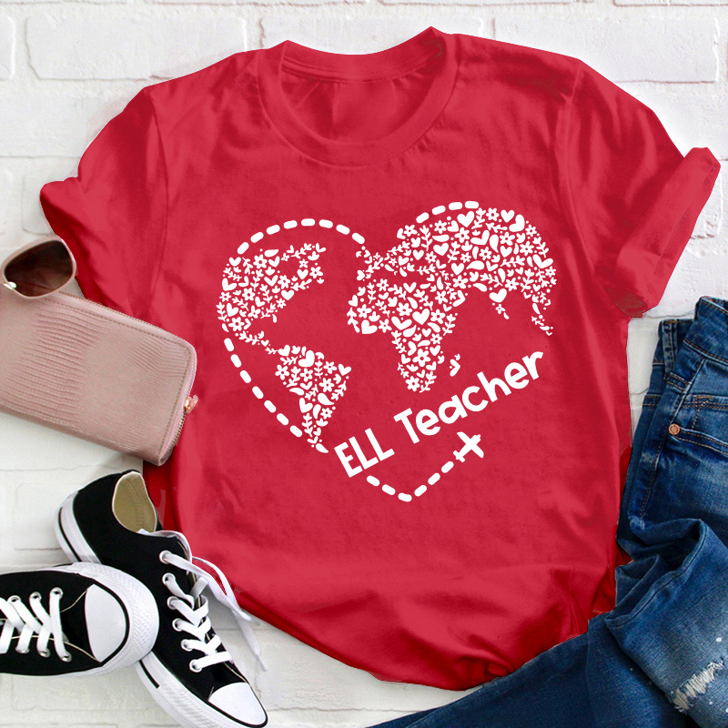 Ell Cute Heart Shape Teacher T-Shirt