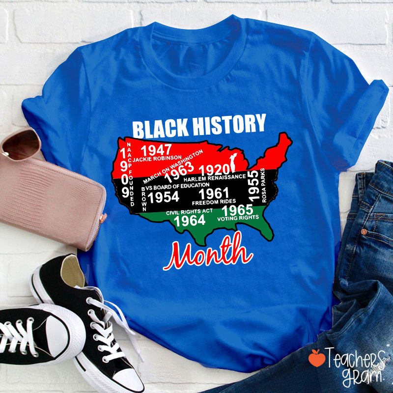 Black History Important Milestones Teacher T-Shirt