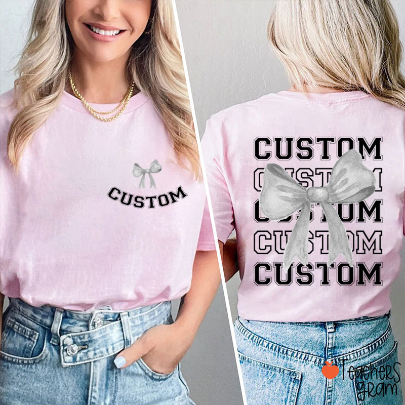 Personalized Bow Tie Team Teacher Two Sided T-Shirt
