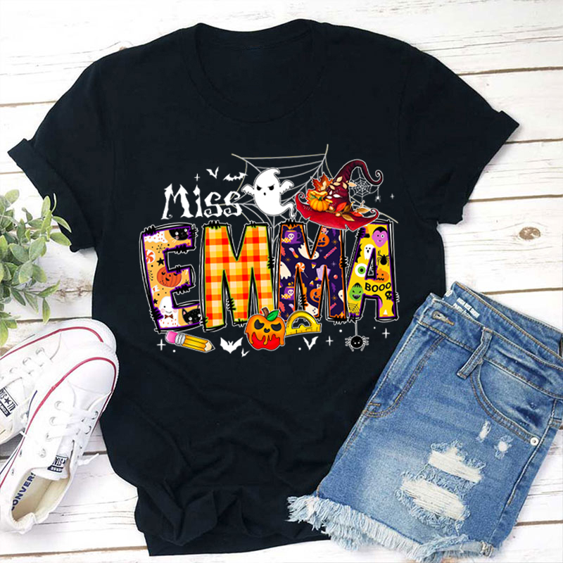 Personalized Name Happy Halloween Teacher T-Shirt
