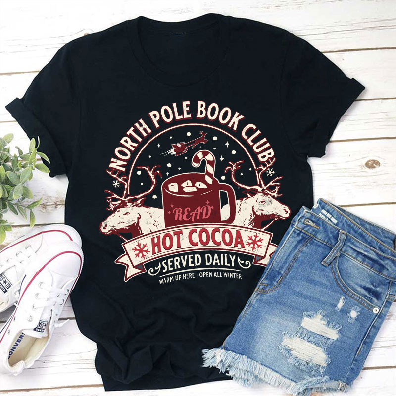 Teachergive | North Pole Book Club Teacher T-Shirt sale