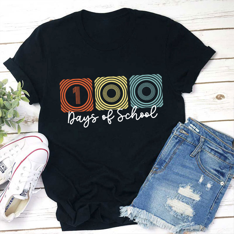 100 Days Of School Line Pattern Teacher T-Shirt