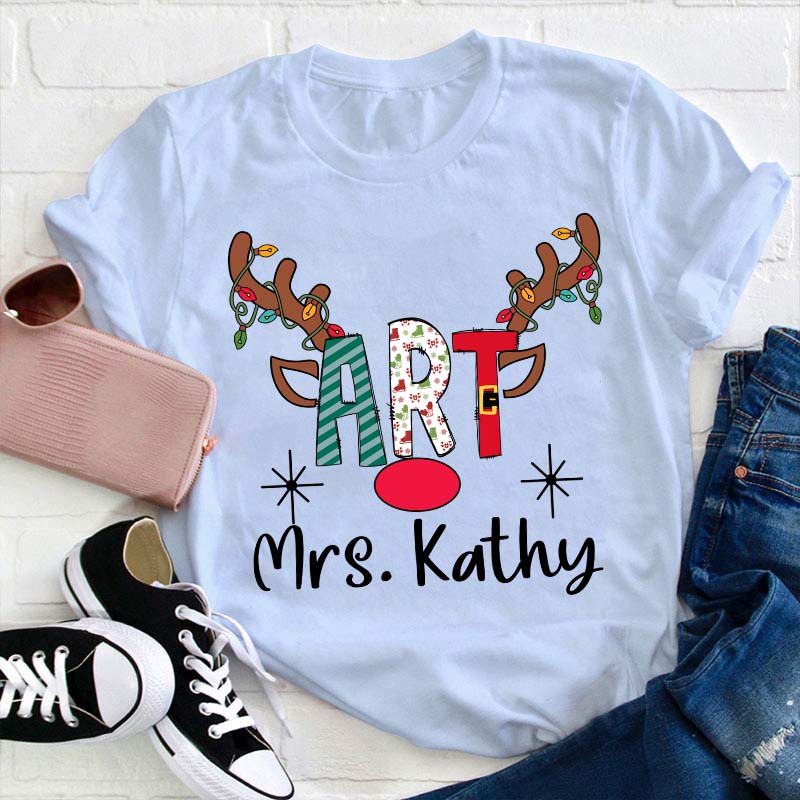 Personazlied Christmas Elk Teacher T-Shirt