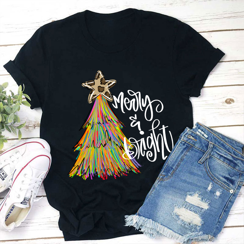 Merry And Bright Teacher T-Shirt