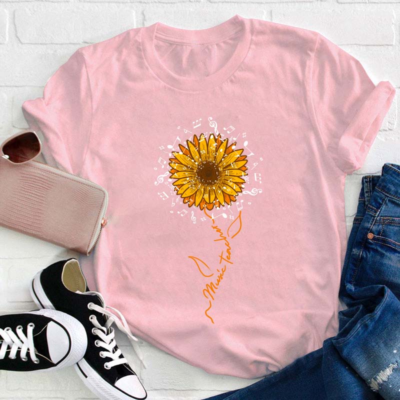 Music Teacher Sunflower Teacher T-Shirt