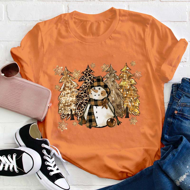 Christmas Cute Snowman Teacher T-Shirt