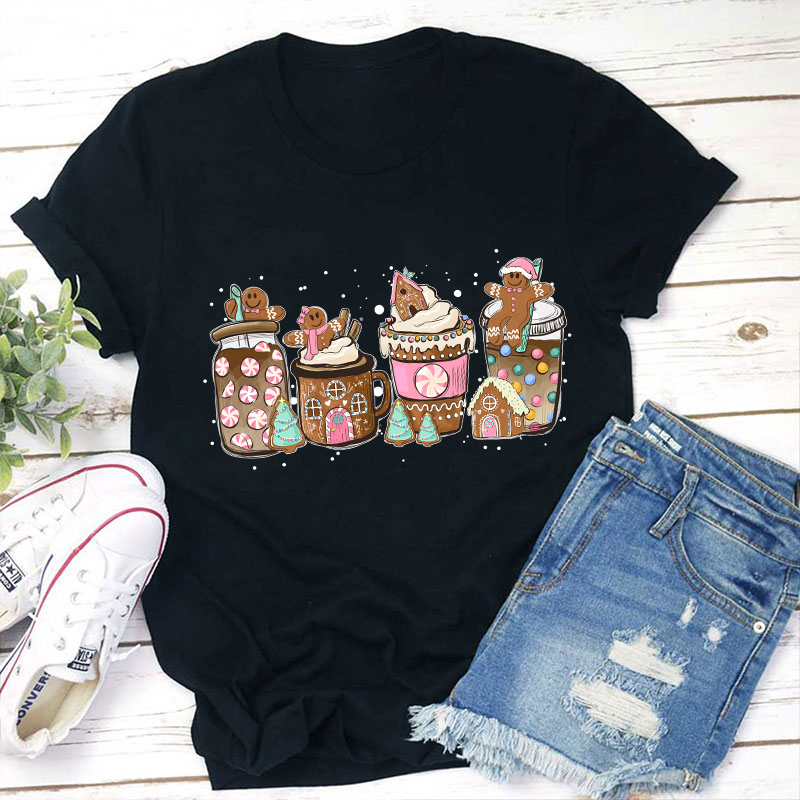 Gingerbread Christmas Coffee Christmas Teacher T-Shirt