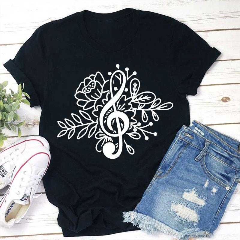 Music Note Flower Teacher T-Shirt