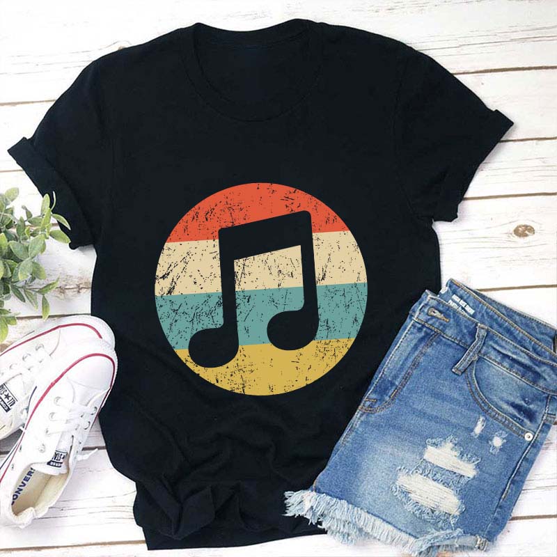 Retro Musical Notes Teacher T-Shirt Sale-Teachersgram