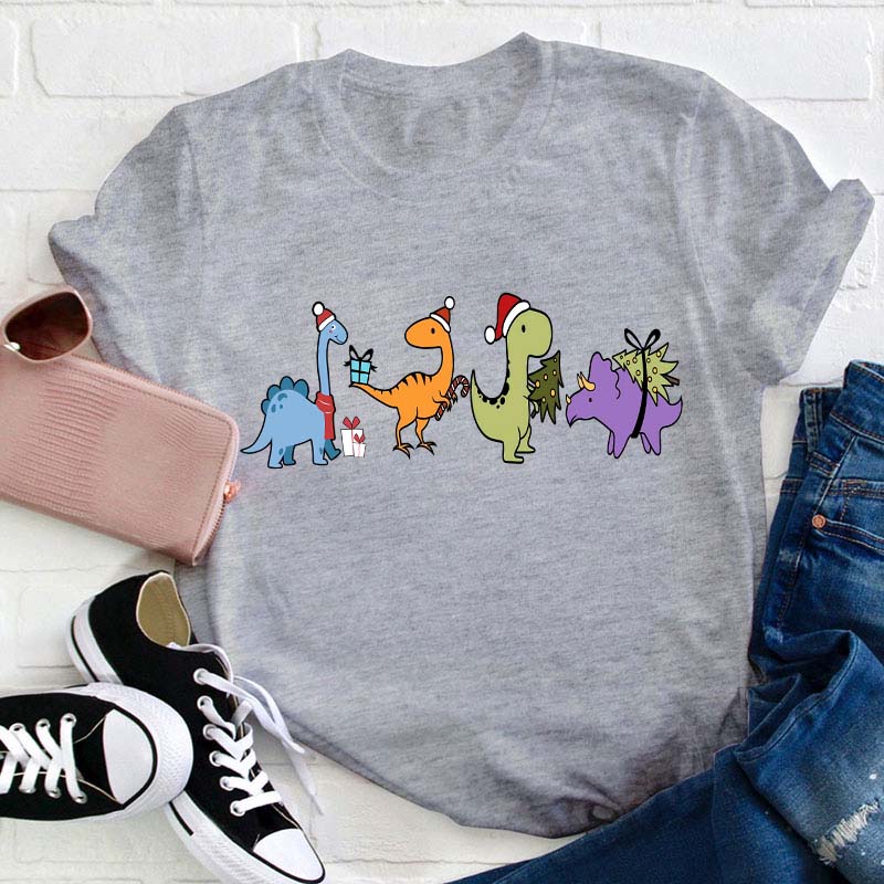 Christmas For Dinosaurs Teacher T-Shirt