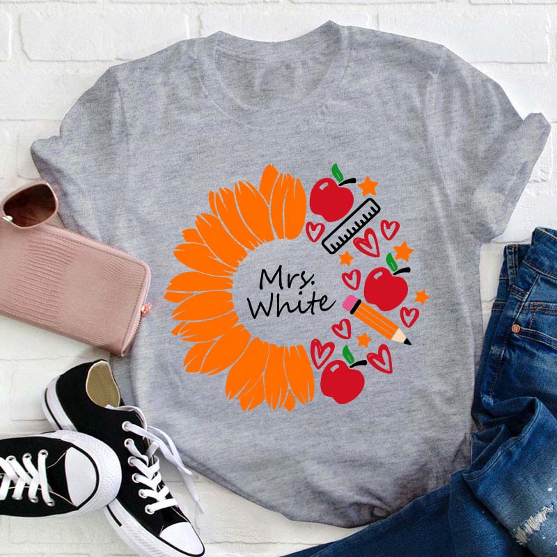 Personalized Sunflower Teacher Life Teacher T-Shirt