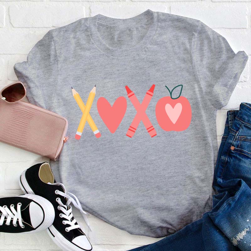 Pencil Crayon Apple Teacher T-Shirt